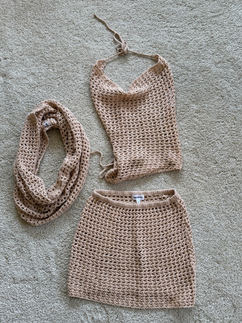 superdown Braelyn Knit Skirt Set Natural Beige Revolve Small - Picture 5 of 7